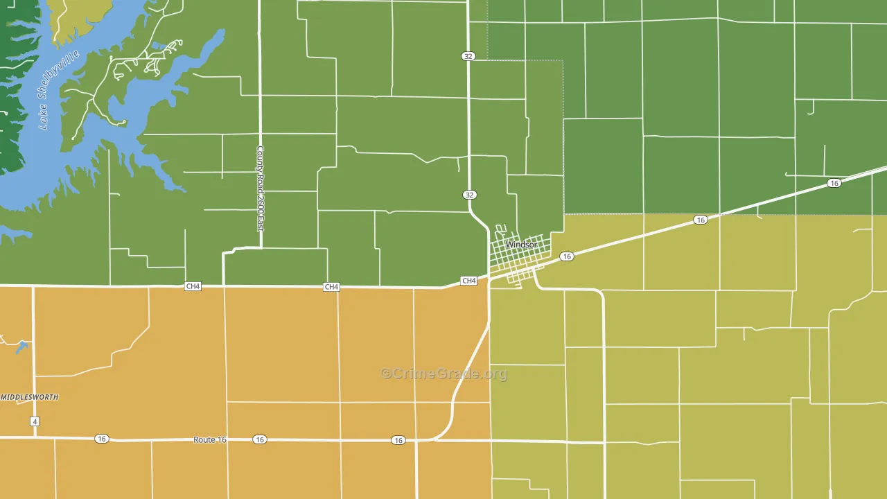 Windsor Shelby County, IL Map of Murder Rates