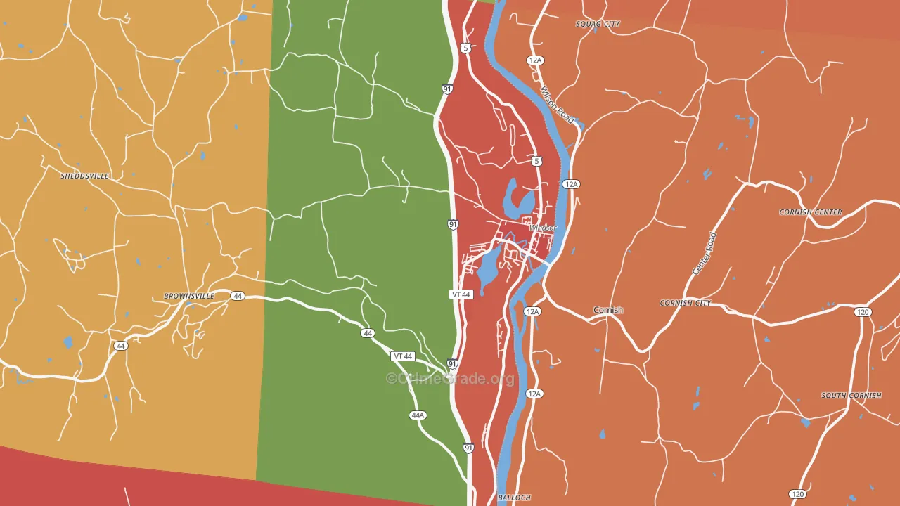 Windsor, VT Map of Murder Rates