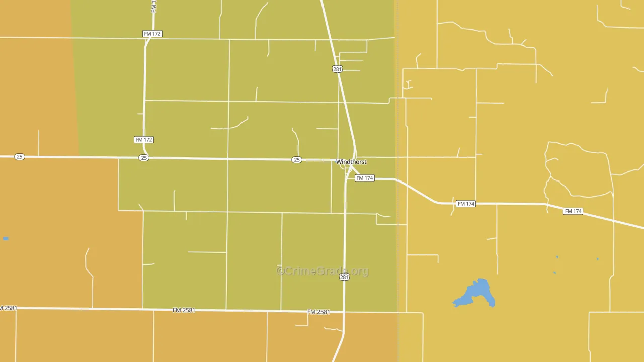 Windthorst, TX Map of Murder Rates