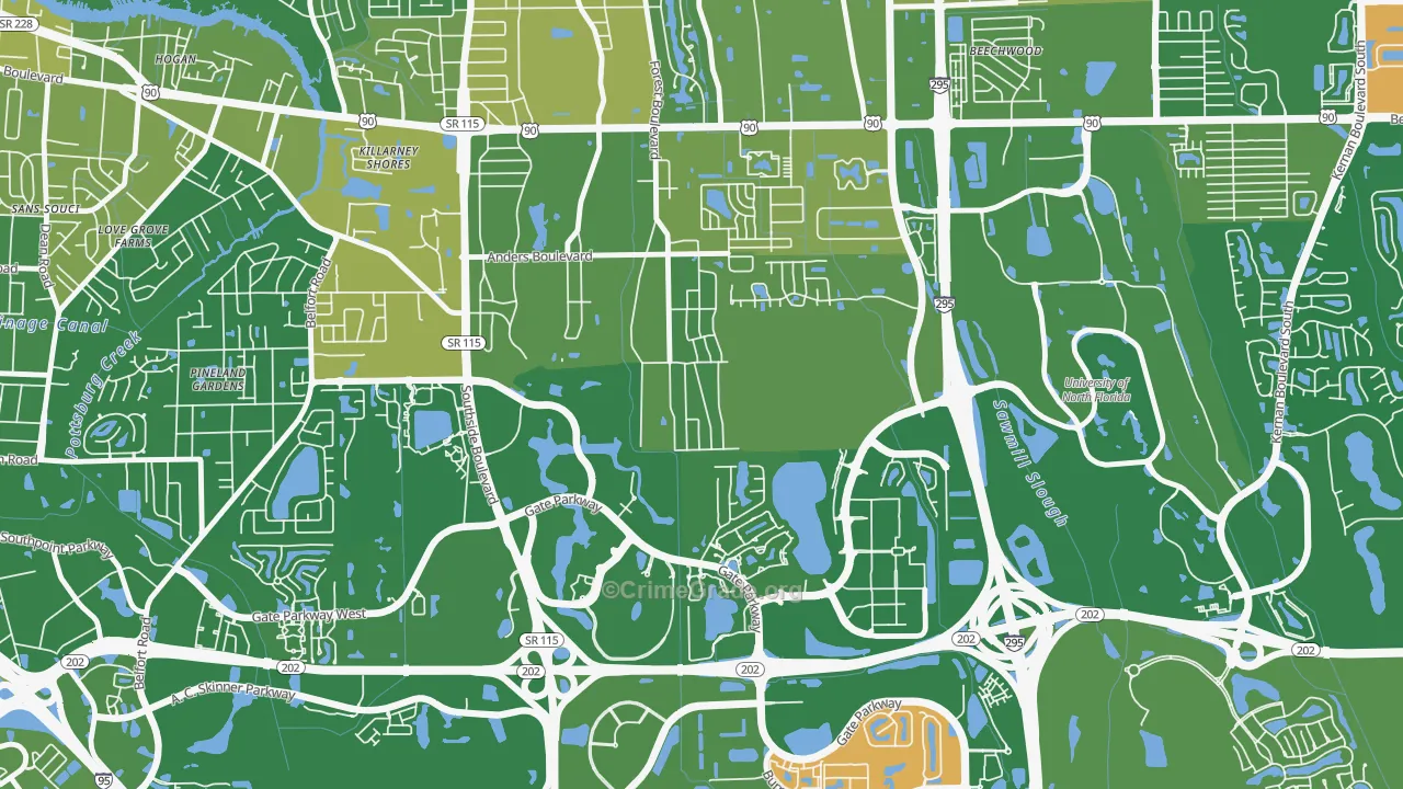 Windy Hill, Jacksonville, FL Map of Murder Rates