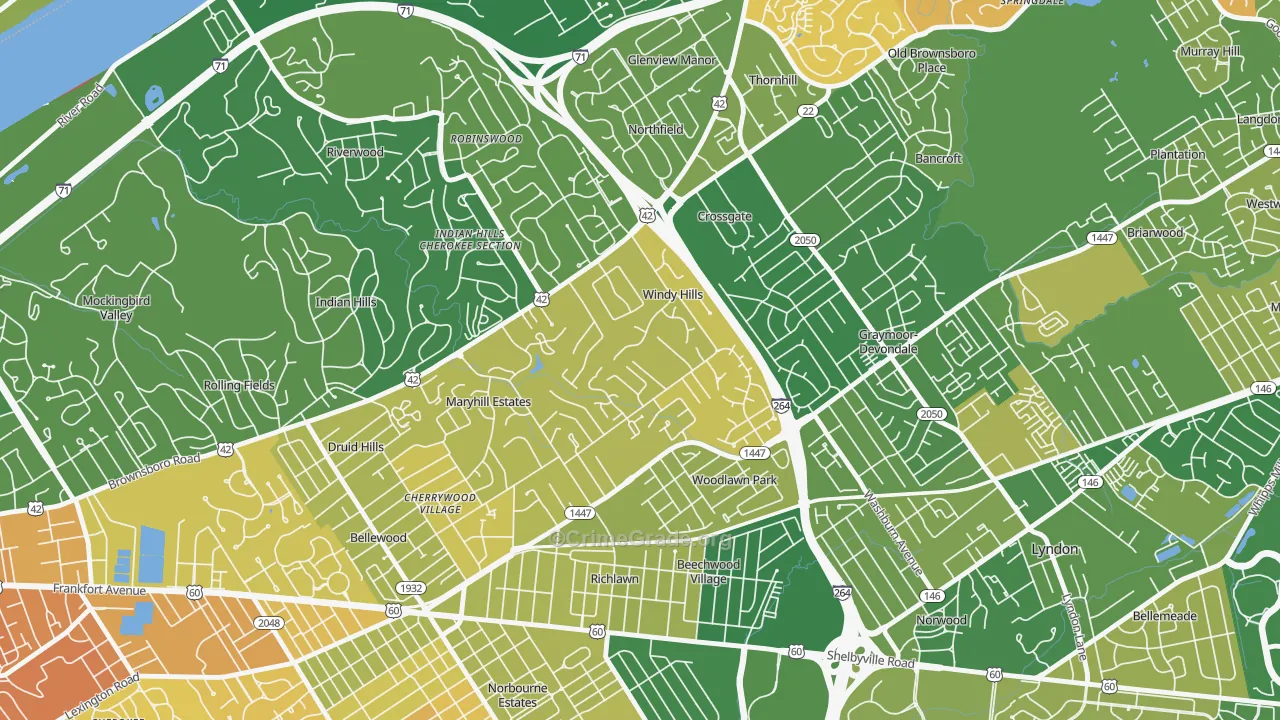 Windy Hills, KY Map of Murder Rates