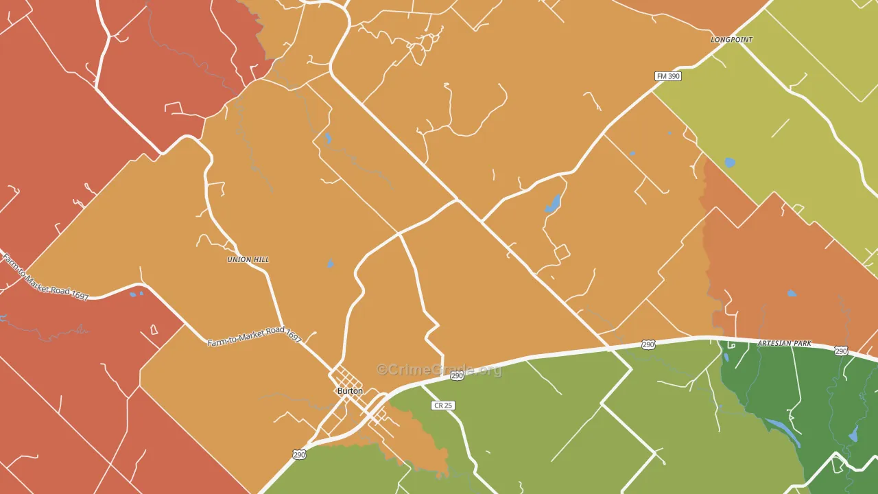 Winedale, TX Map of Murder Rates