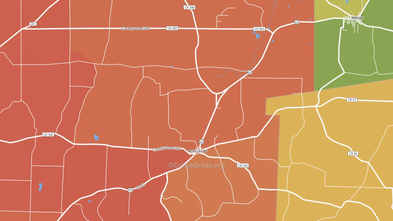 Winesburg, OH Map of Murder Rates