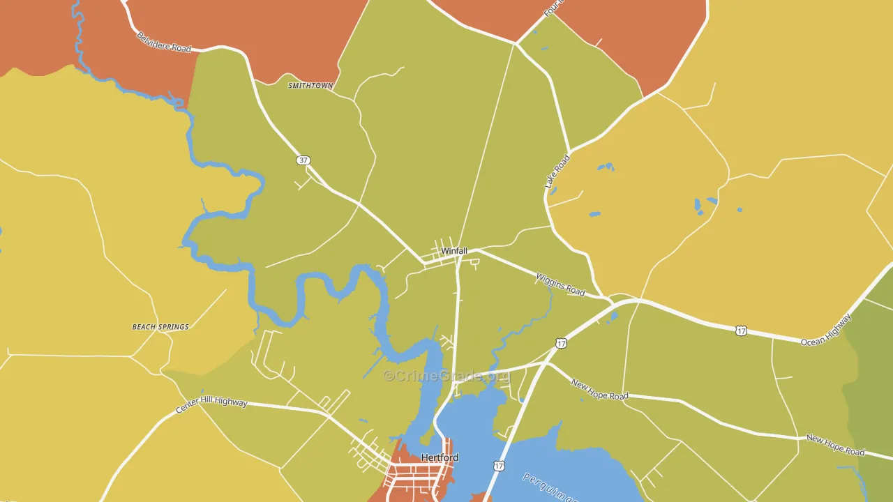 Winfall, NC Map of Murder Rates