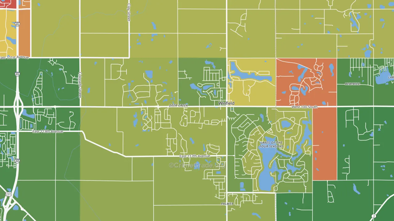 Winfield, IN Map of Murder Rates