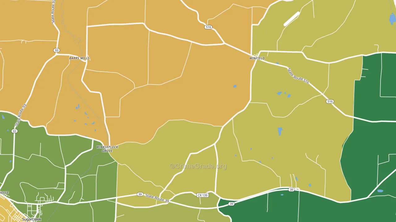 Winfield, OH Map of Murder Rates