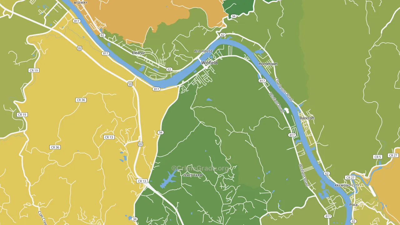 Winfield, WV Map of Murder Rates