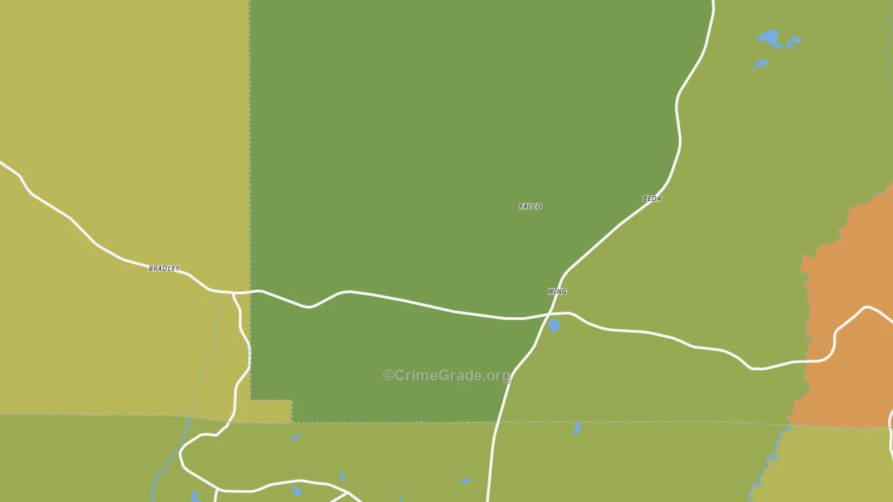 Wing, AL Map of Murder Rates