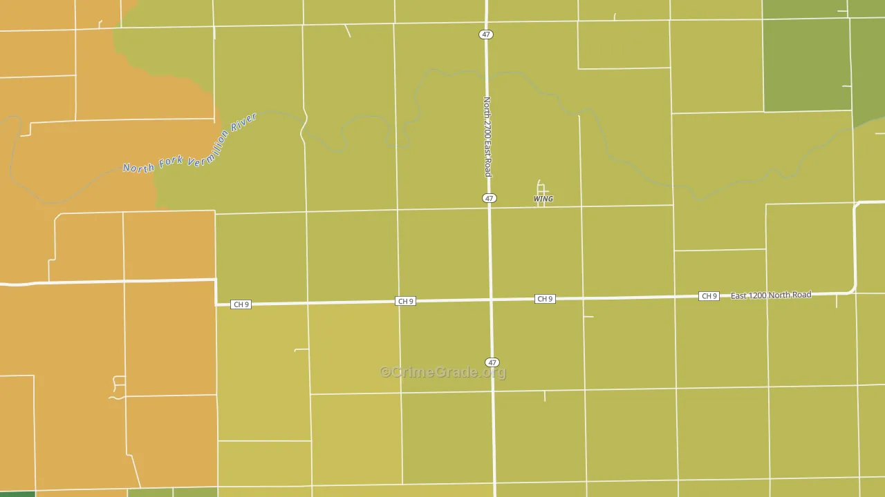 Wing, IL Map of Murder Rates