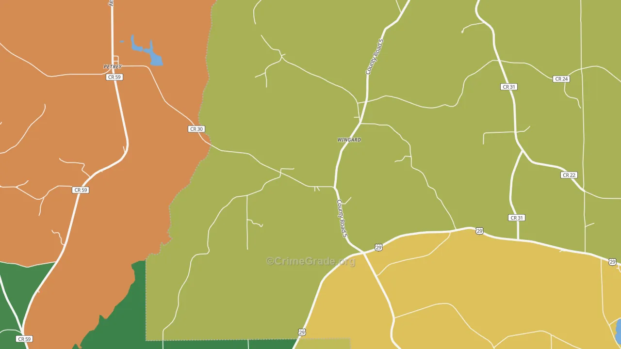 Wingard, AL Map of Murder Rates