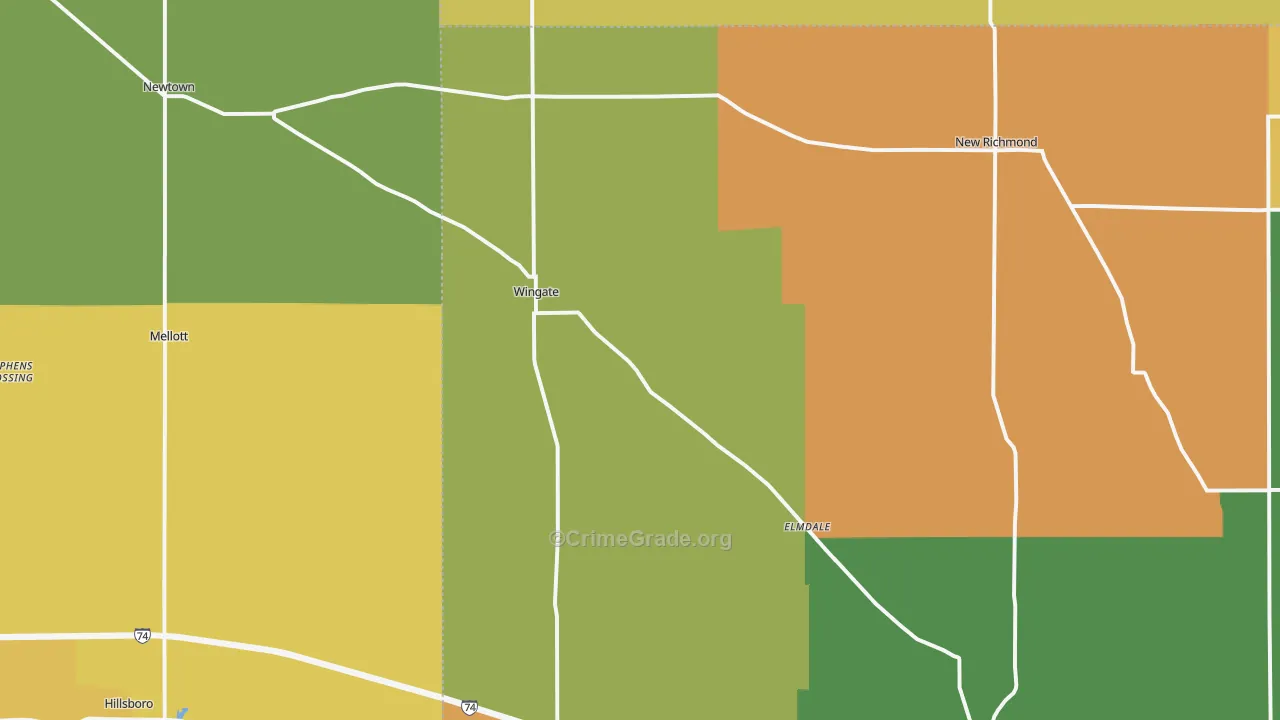Wingate, IN Map of Murder Rates