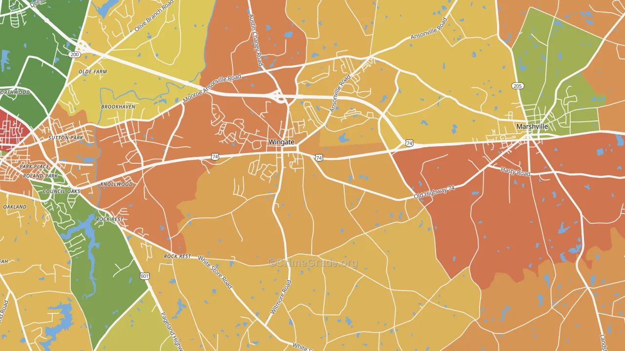 Wingate, NC Map of Murder Rates