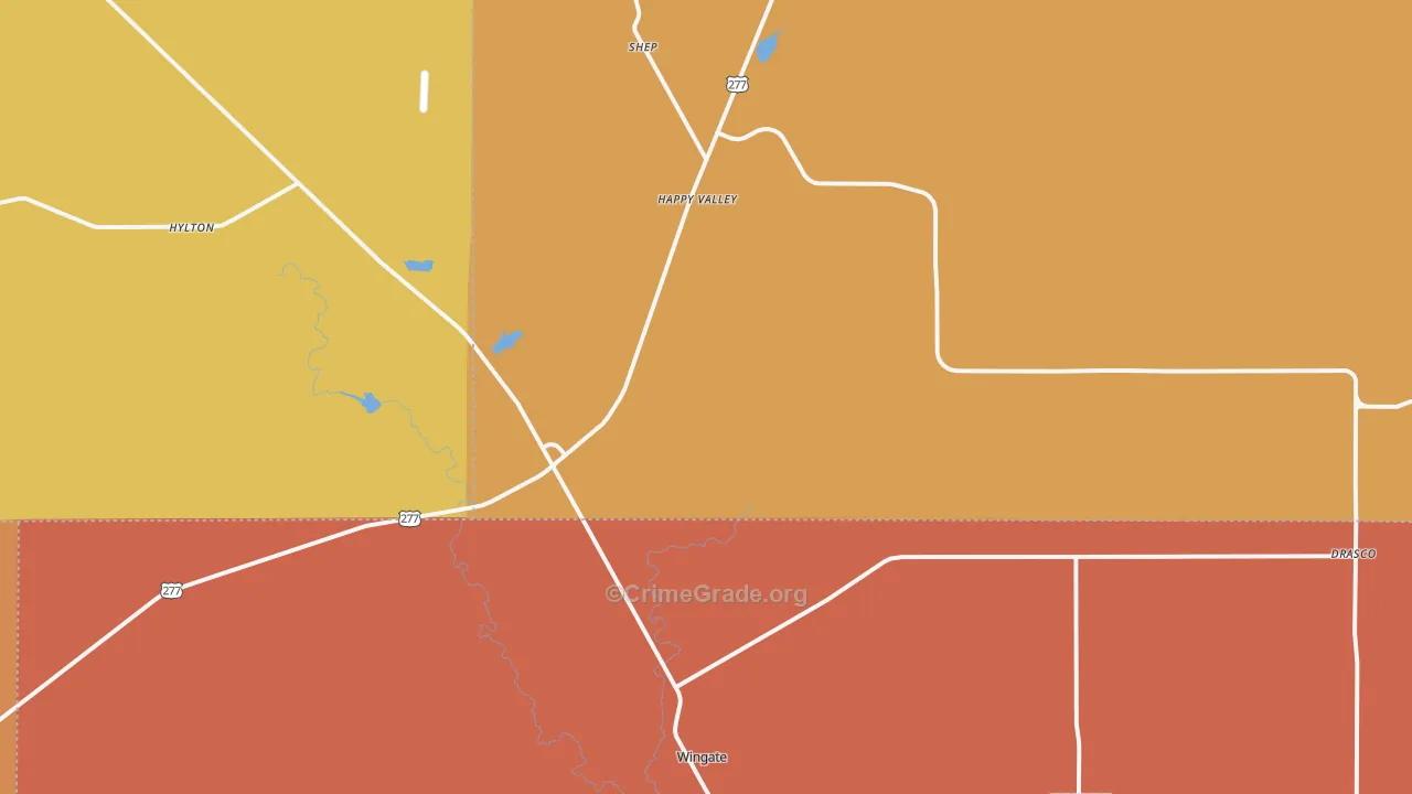 Wingate, TX Map of Murder Rates