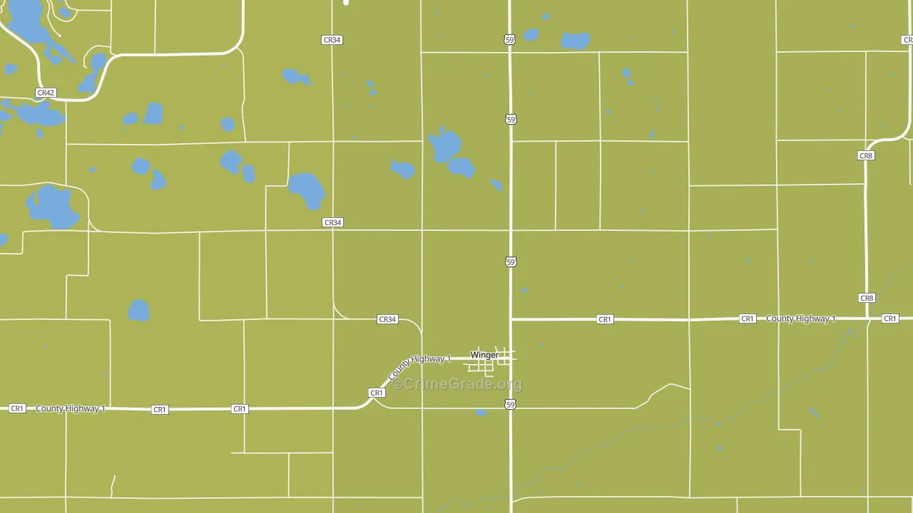 Winger, MN Map of Murder Rates