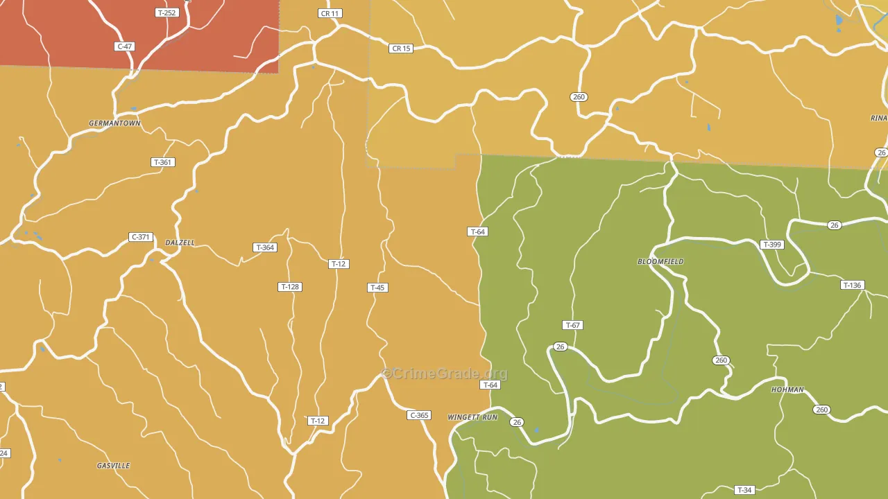 Wingett Run, OH Map of Murder Rates