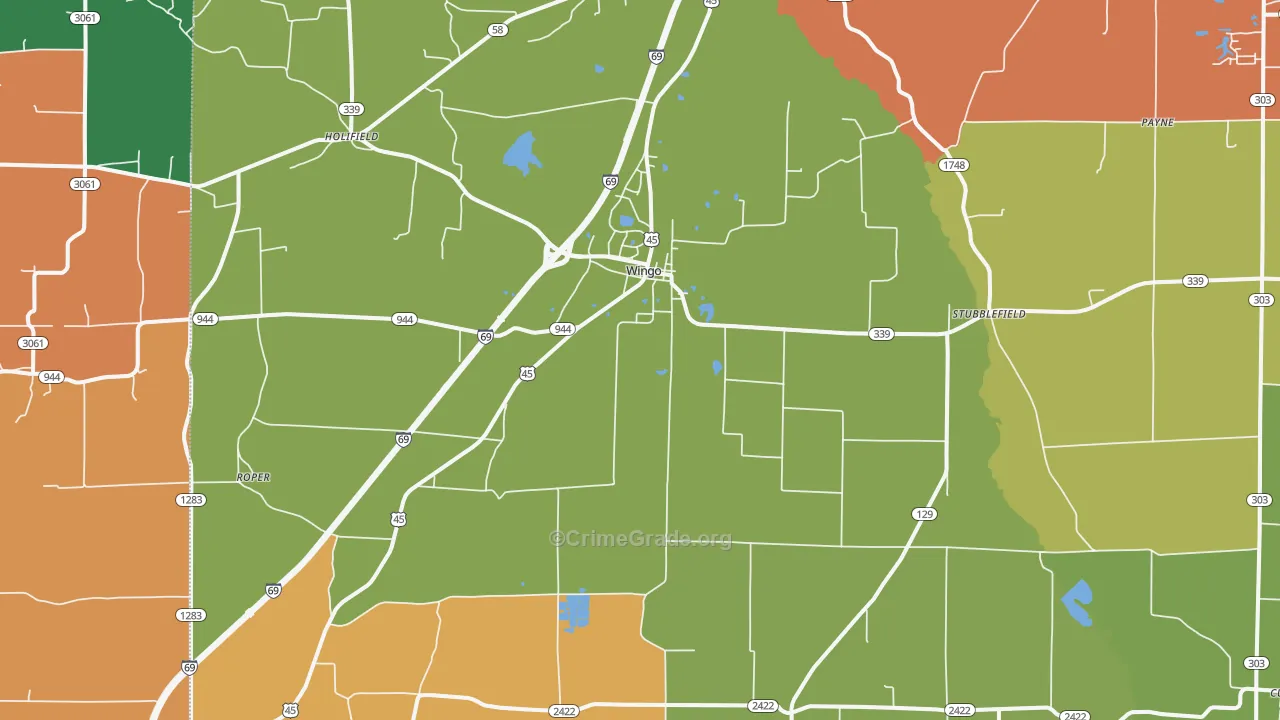 Wingo, KY Map of Murder Rates