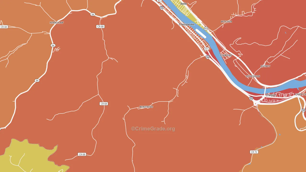 Winifrede, WV Map of Murder Rates