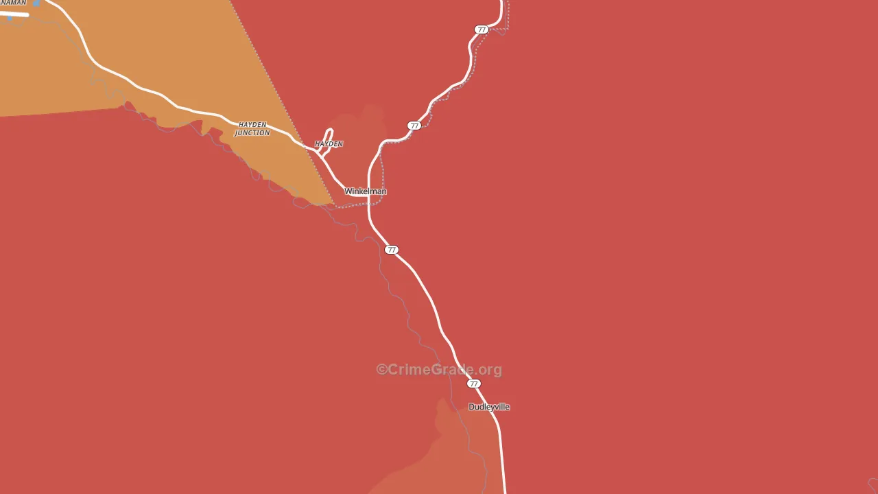 Winkelman, AZ Map of Murder Rates