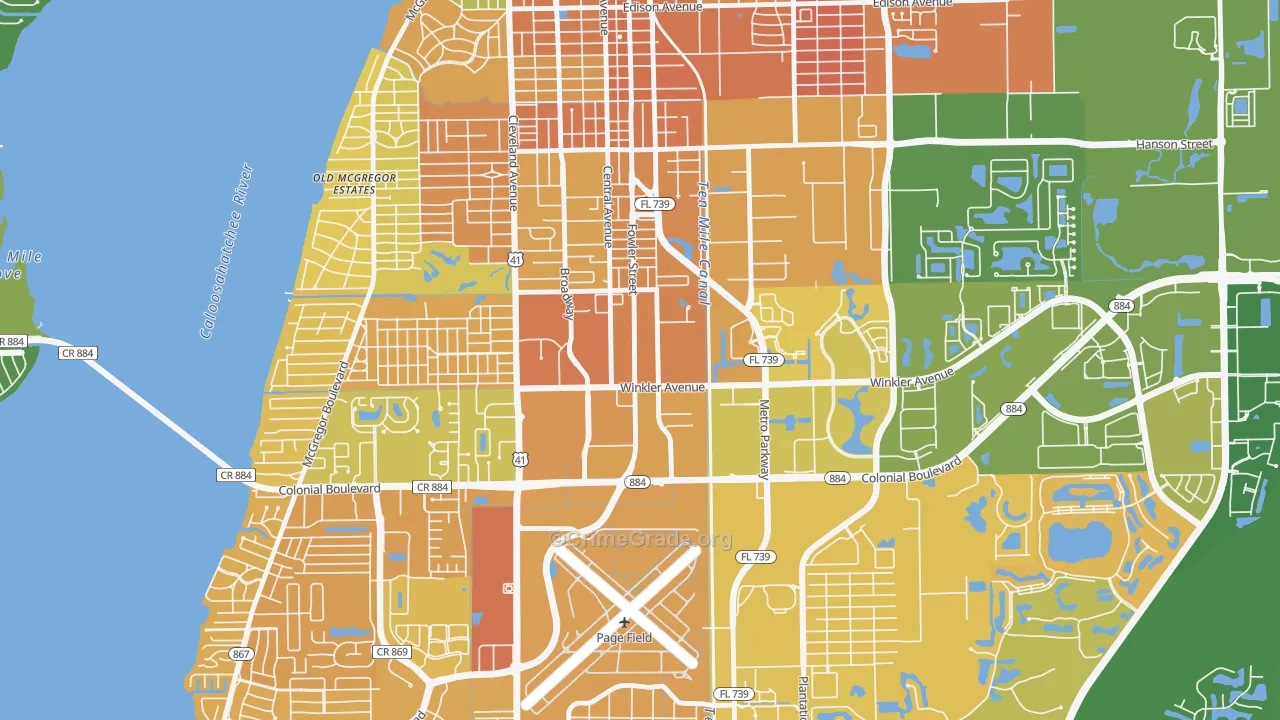 Winkler Safe Neighborhood, Fort Myers, FL Map of Murder Rates