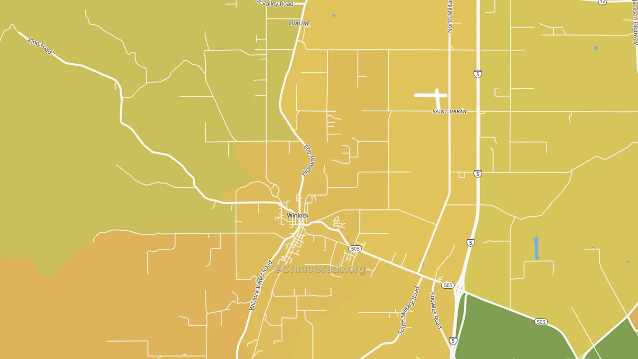 Winlock, WA Map of Murder Rates