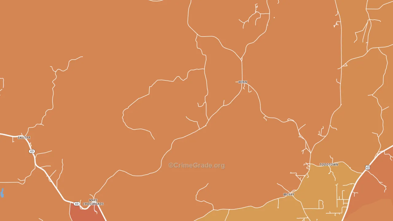 Winn, AL Map of Murder Rates