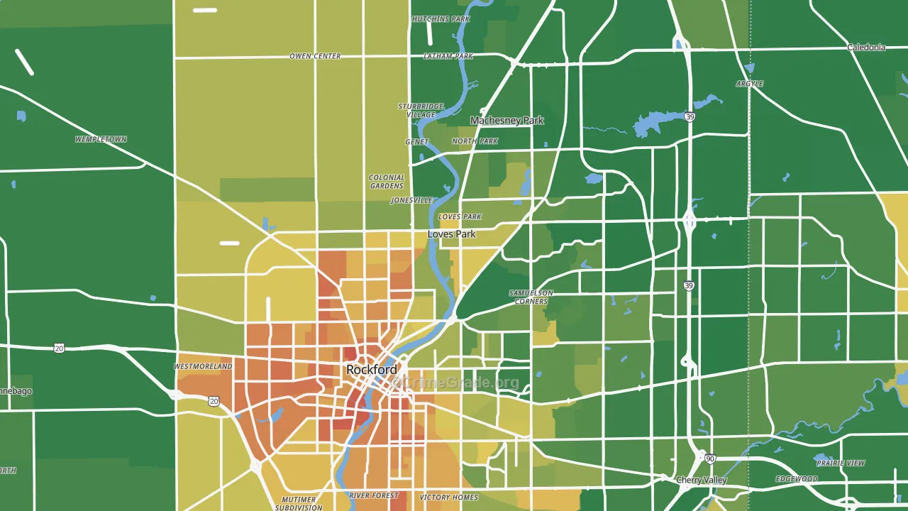 Winnebago County, IL Map of Murder Rates