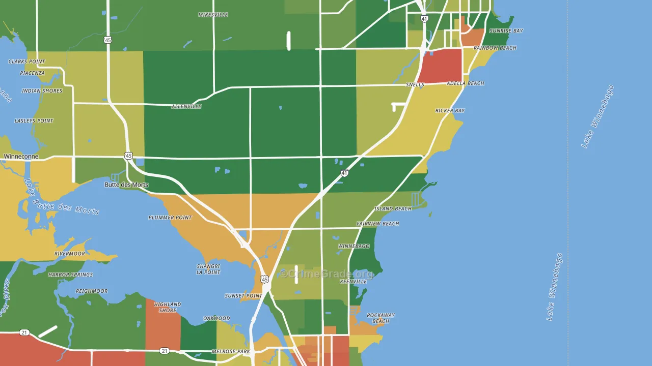 Winnebago County, WI Map of Murder Rates