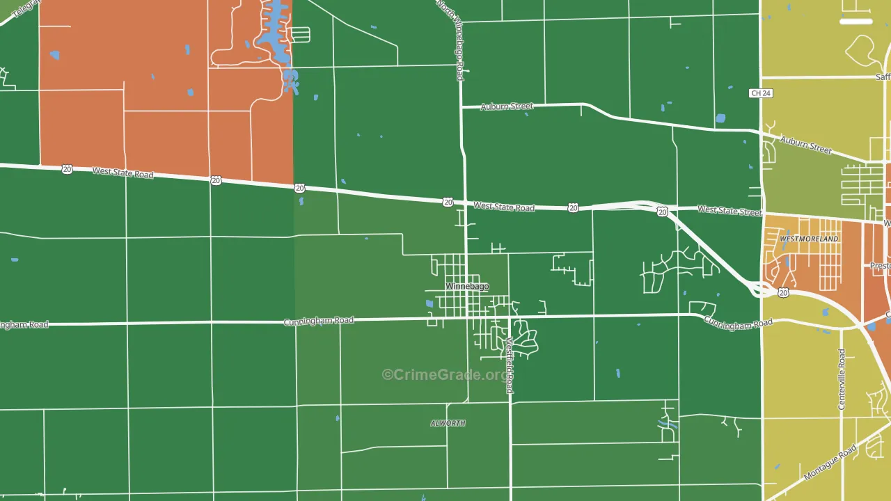 Winnebago, IL Map of Murder Rates