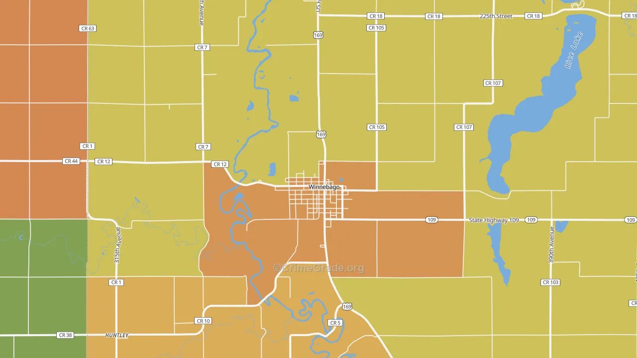 Winnebago, MN Map of Murder Rates
