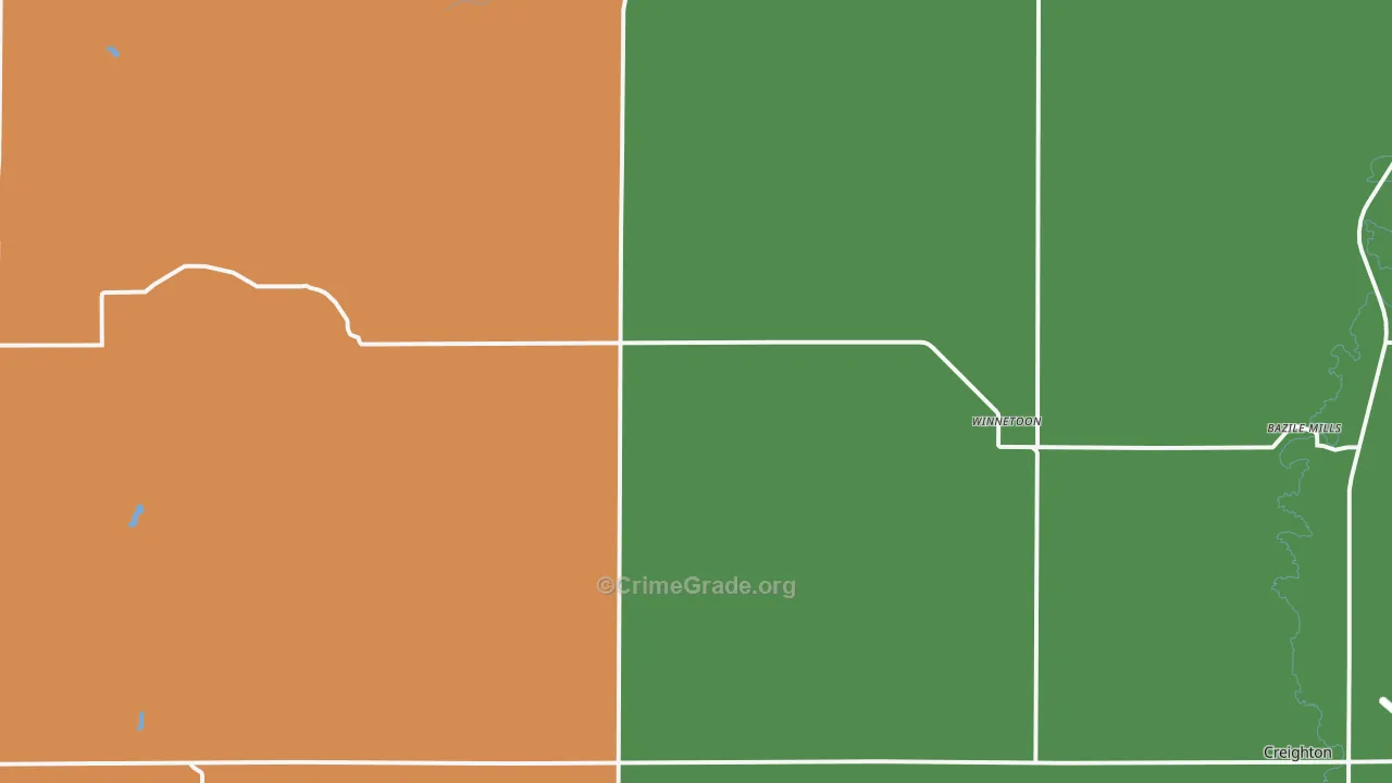 Winnetoon, NE Map of Murder Rates