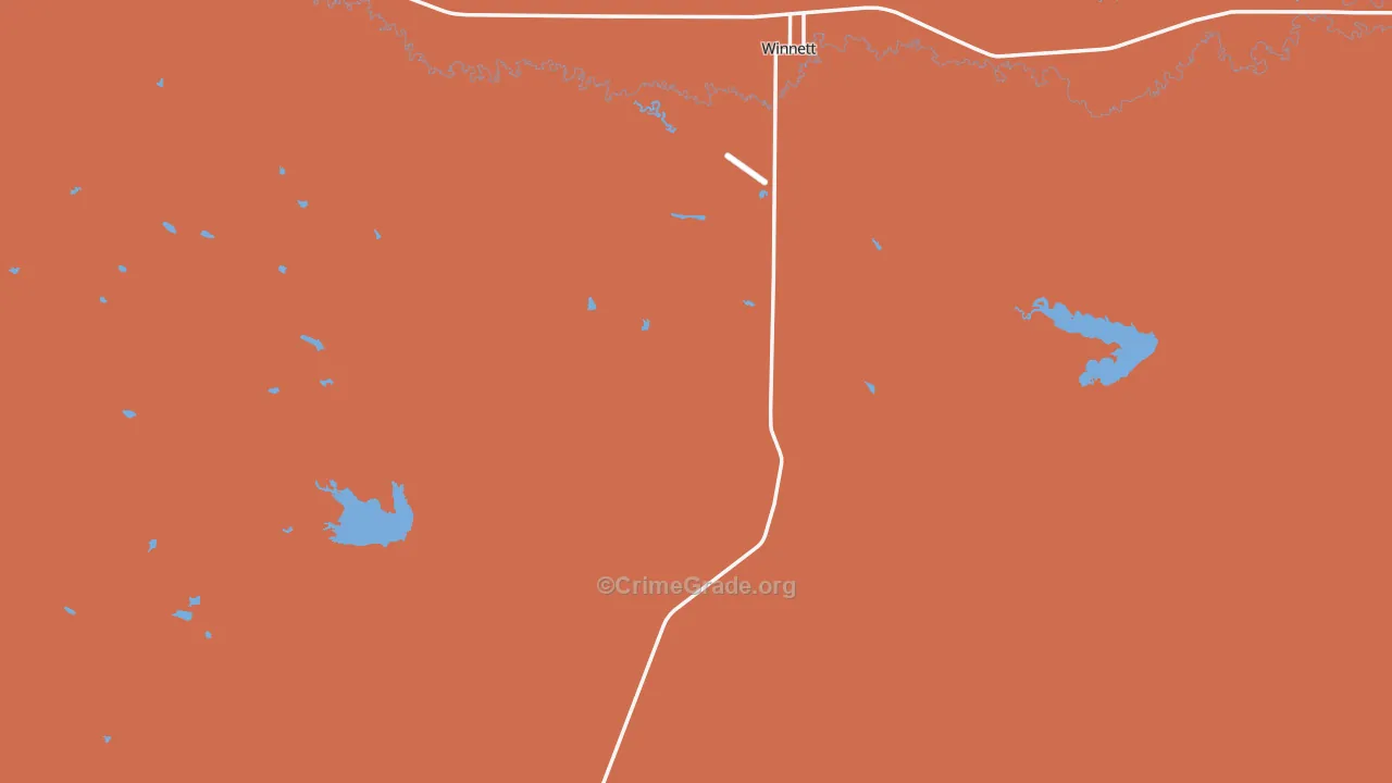 Winnett, MT Map of Murder Rates