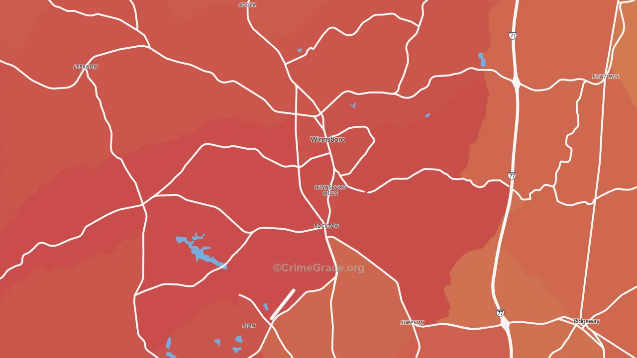 Winnsboro, SC Map of Murder Rates