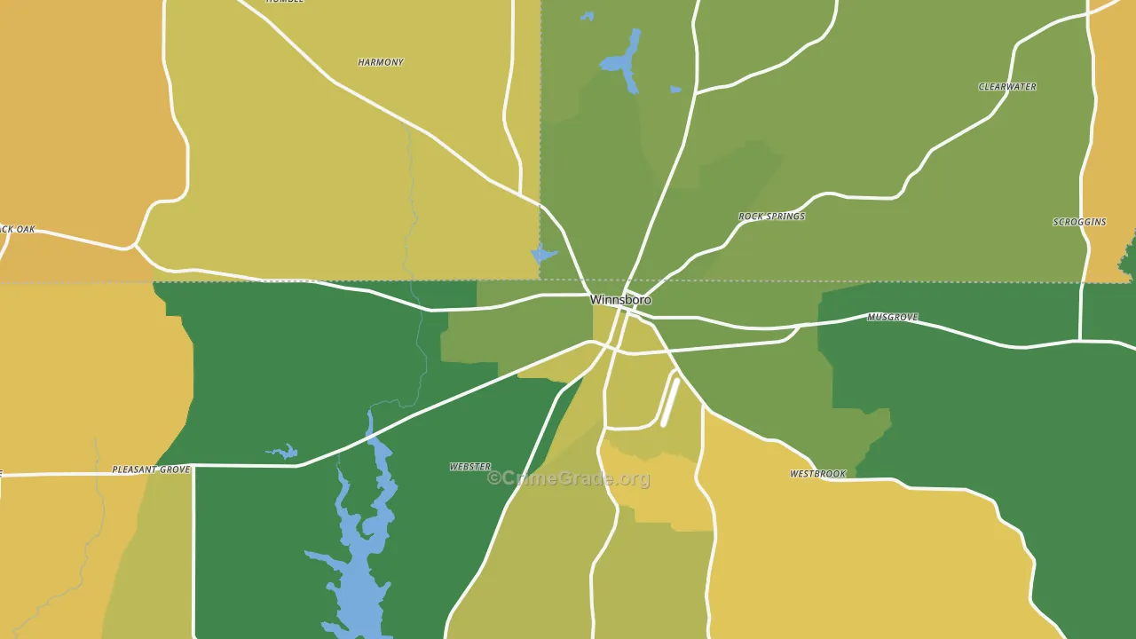 Winnsboro, TX Map of Murder Rates