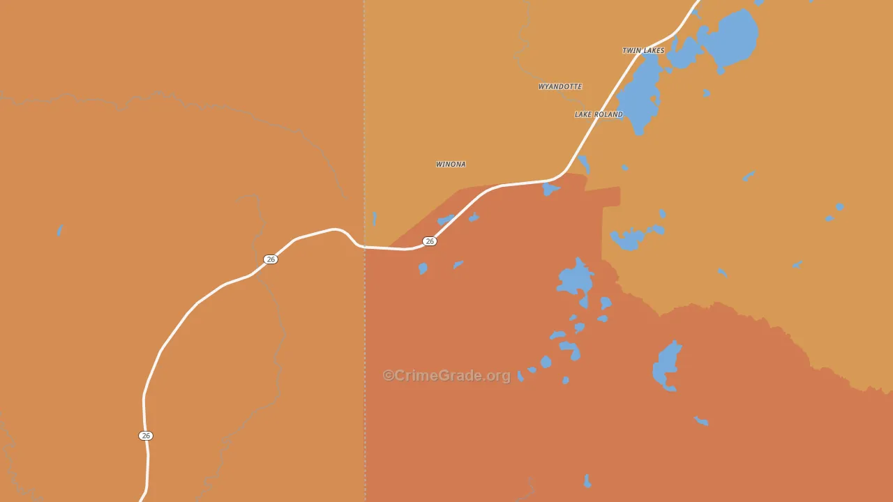 Winona, MI Map of Murder Rates