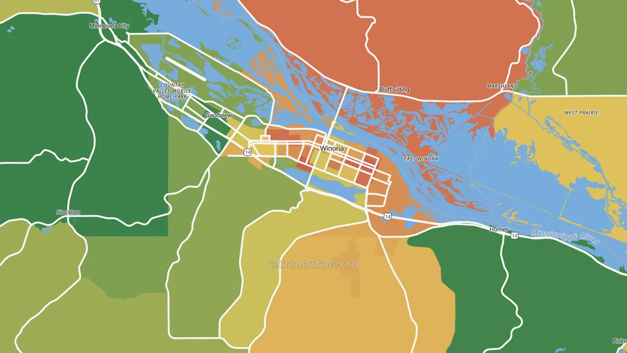 Winona, MN Map of Murder Rates