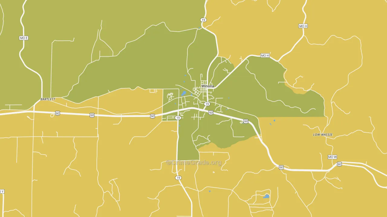 Winona, MO Map of Murder Rates
