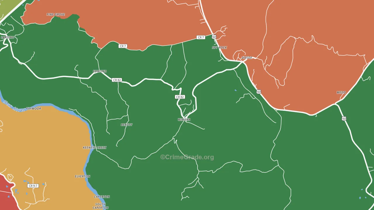 Winona, WV Map of Murder Rates