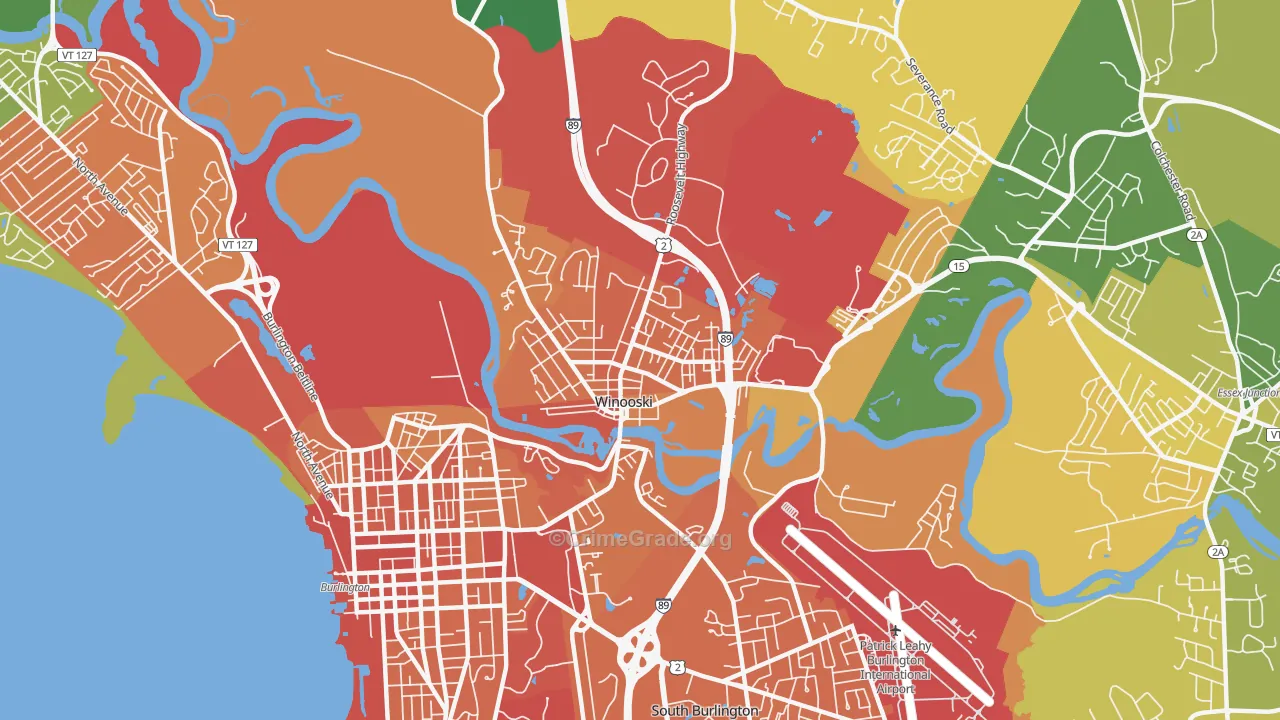 Winooski, VT Map of Murder Rates