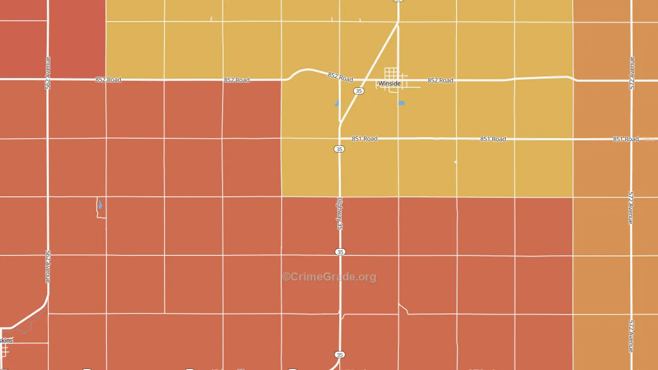 Winside, NE Map of Murder Rates
