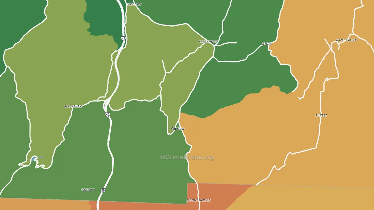 Winslow, AR Map of Murder Rates