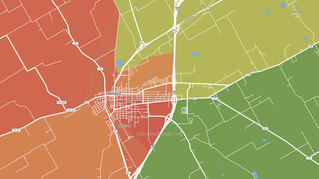 Winslow, TX Map of Murder Rates