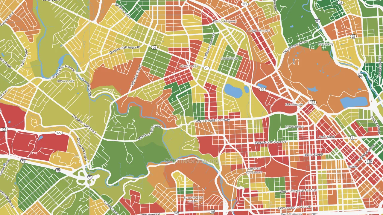 Winsor Hills, Baltimore, MD Map of Murder Rates