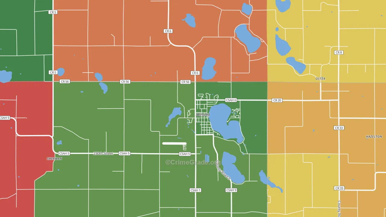 Winsted, MN Map of Murder Rates
