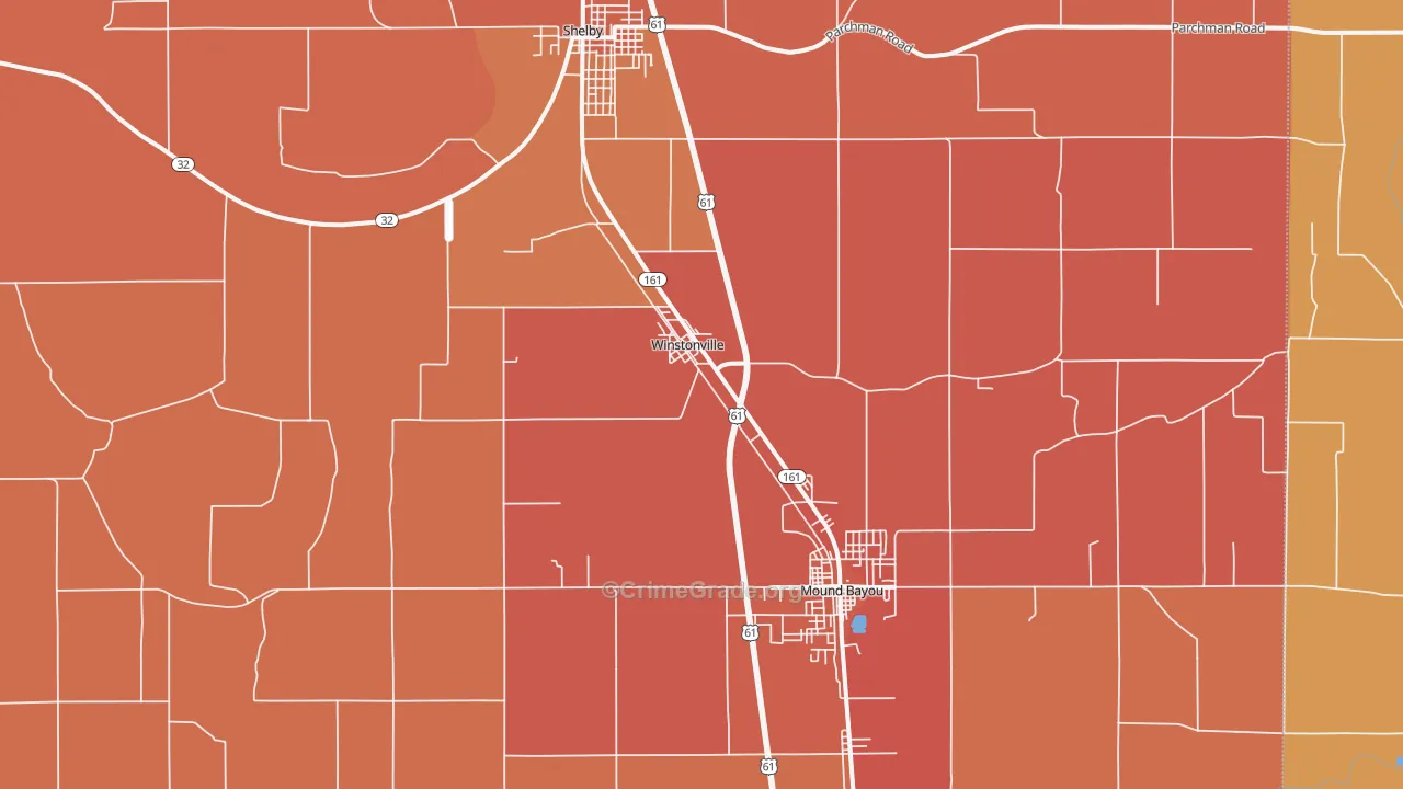 Winstonville, MS Map of Murder Rates