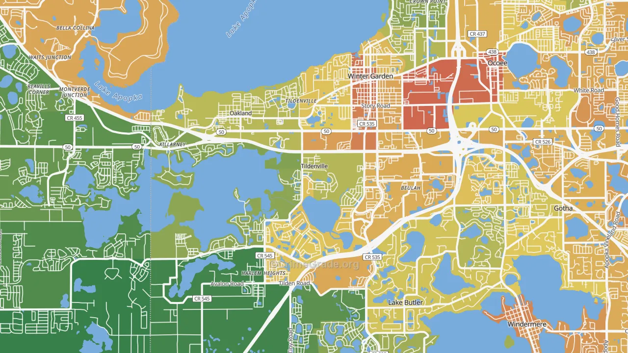 Winter Garden, FL Map of Murder Rates