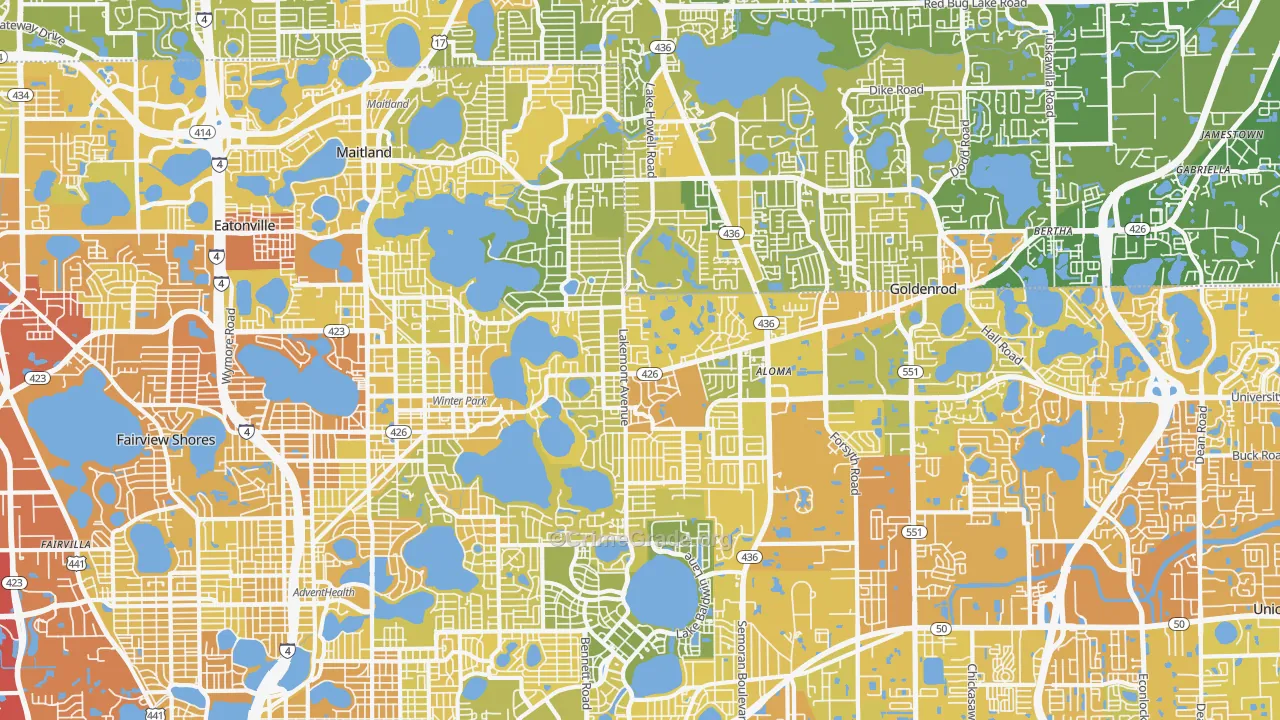 Winter Park, FL Map of Murder Rates