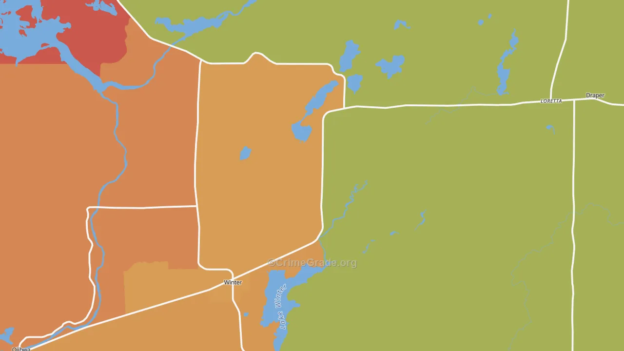 Winter, WI Map of Murder Rates