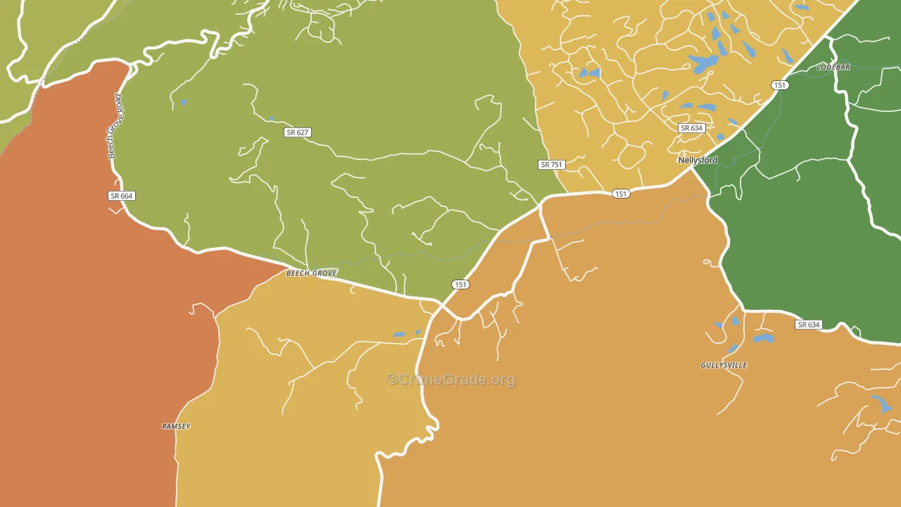 Wintergreen, VA Map of Murder Rates