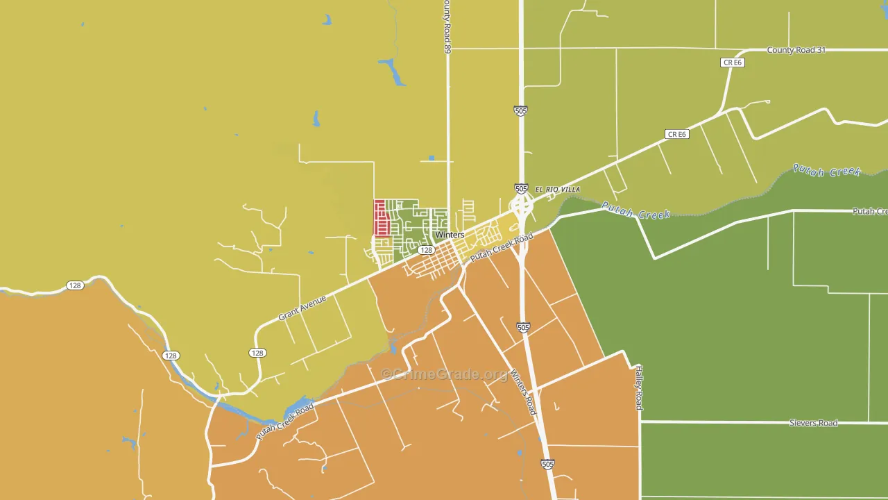 Winters, CA Map of Murder Rates