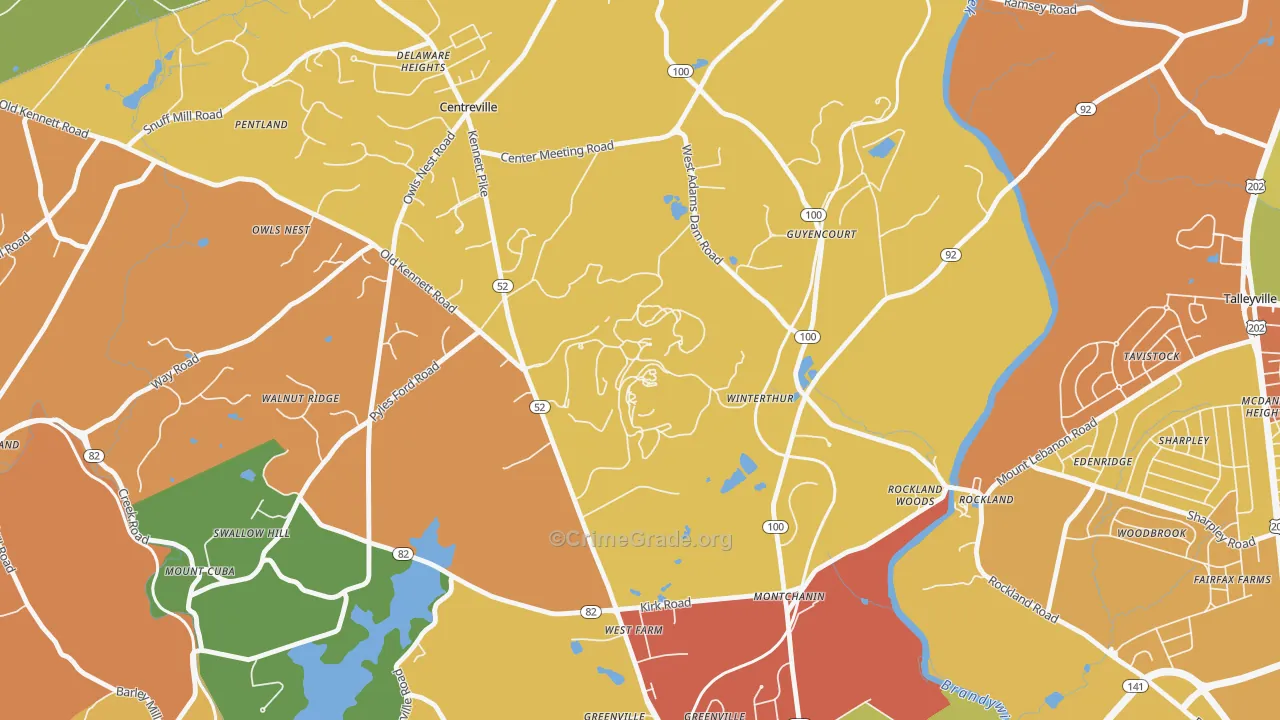 Winterthur, DE Map of Murder Rates